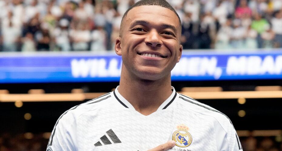 Mbappé durante apresentação no Real Madrid.