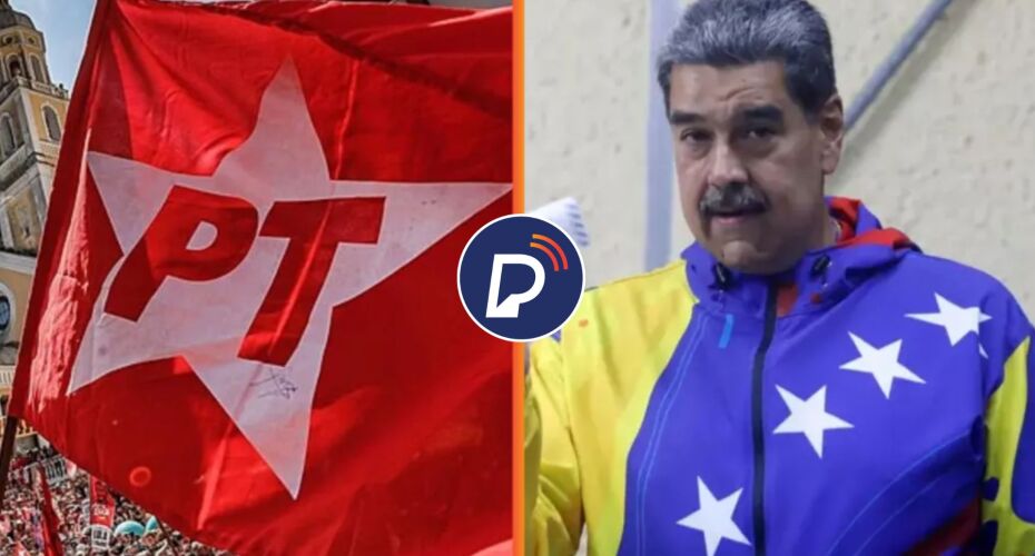 Ala do PT critica reeleição de Nicolás Maduro na Venezuela. Montagem: Portal de Prefeitura