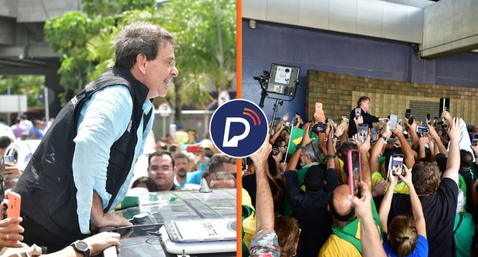 Gilson machado e Jair Bolsonaro sendo recepcionados no Aeroporto do Recife.