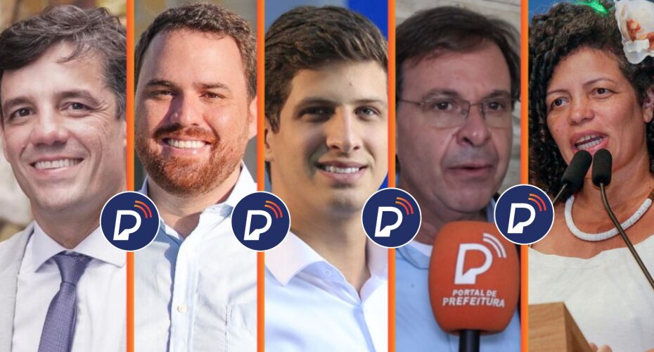 Principais candidatos a prefeito do Recife. Montagem: Portal de Prefeitura