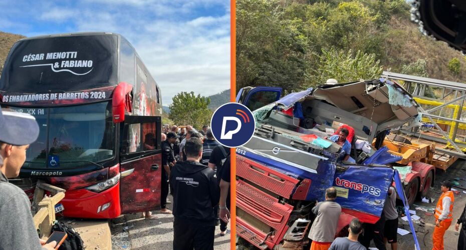 Ônibus da dupla sertaneja e carreta.