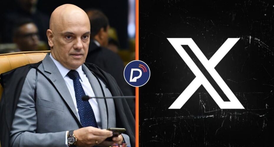 Ministro do STF, Alexandre de Moraes e rede social X. 