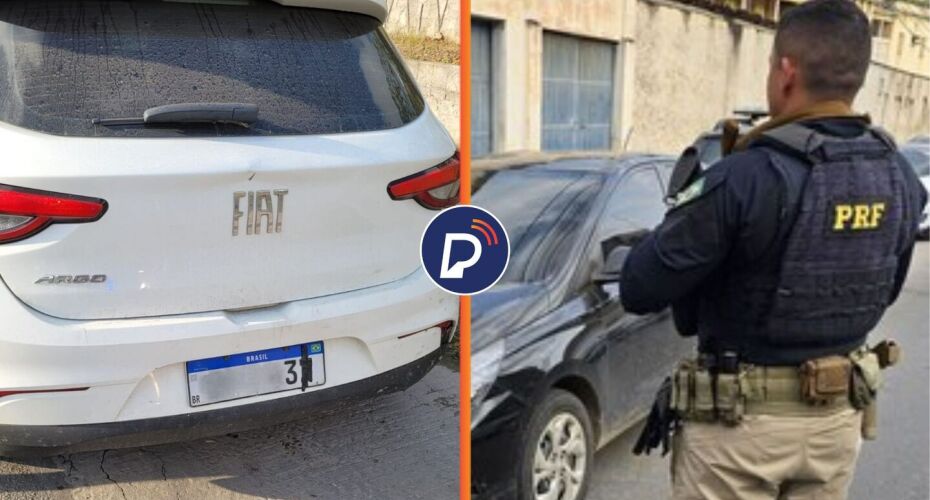 Em Recife, homem é preso pela PRF por adulterar placa de carro com fita isolante.