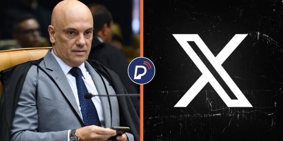 Ministro do STF, Alexandre de Moraes e rede social X. 