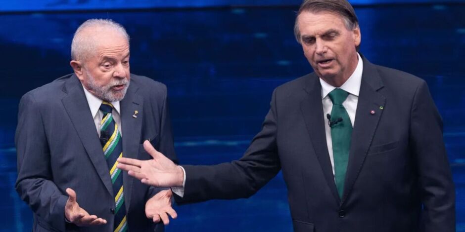 Lula e Bolsonaro em debate presidencial.