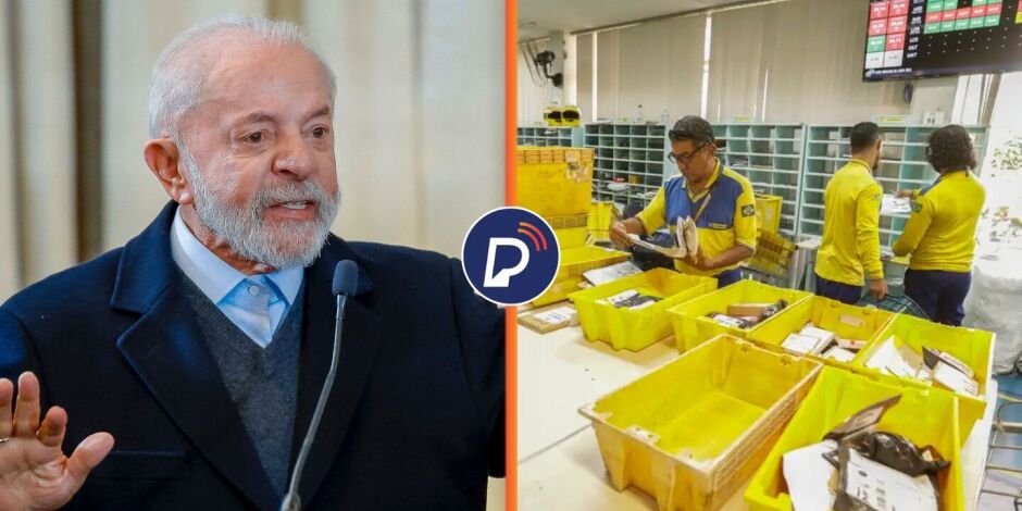 Imagem do presidente Lula dividia com um trabalhador dos Correios.