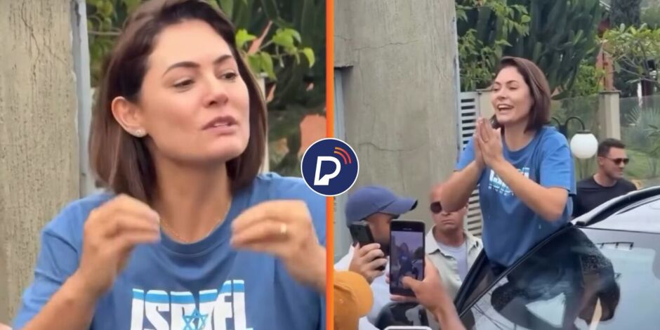 Michelle Bolsonaro marca presen&ccedil;a no ato convocado por Nikolas.