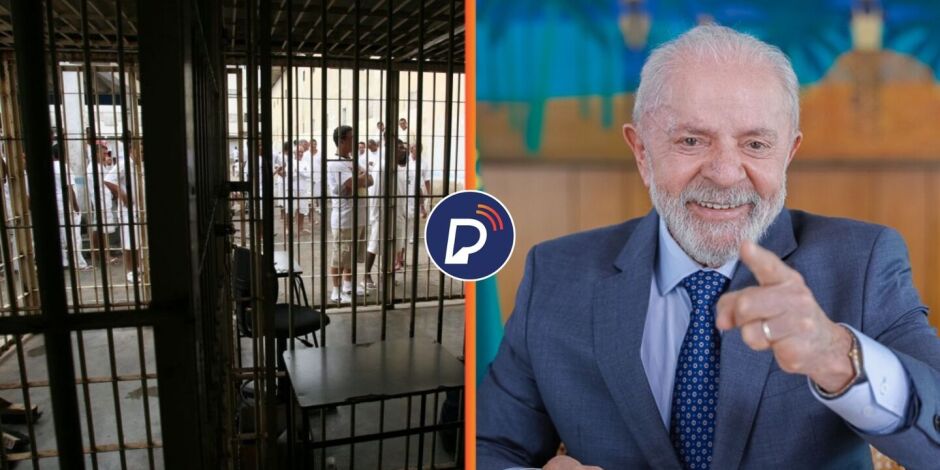 Detentos em pres&iacute;dio e presidente Lula.