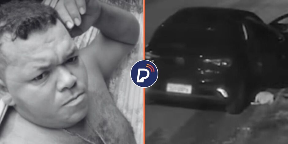 Homem ex-presidi&aacute;rio que foi morto a tiros e carro onde ele foi assassinado.