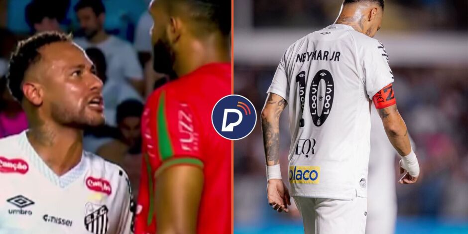 Neymar discutiu com zagueiro do Velo Clube dentro de campo.