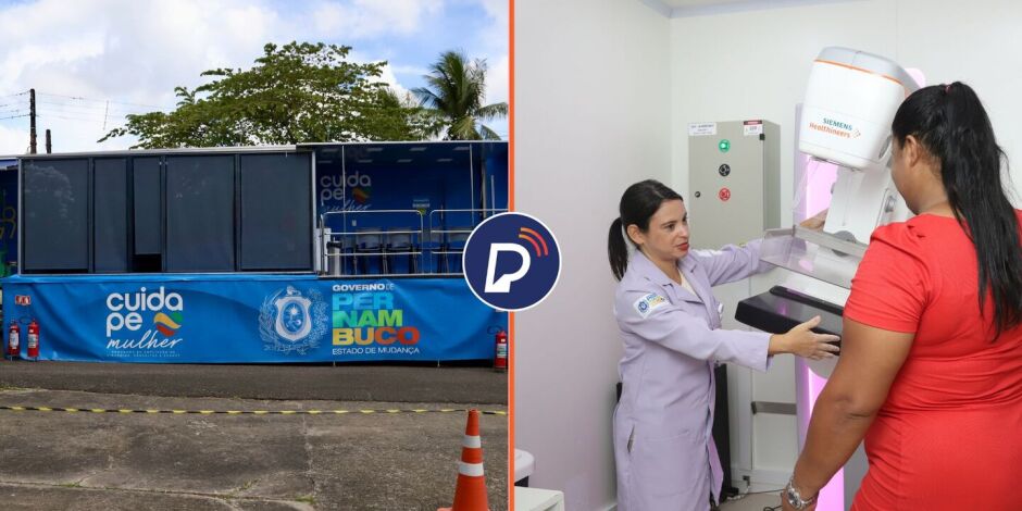 Unidade m&oacute;vel da Carreta da Mulher Pernambucana e atendimento.