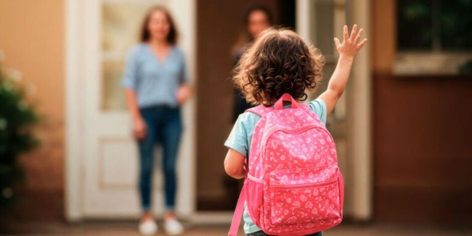 Crian&ccedil;a dando tchau.