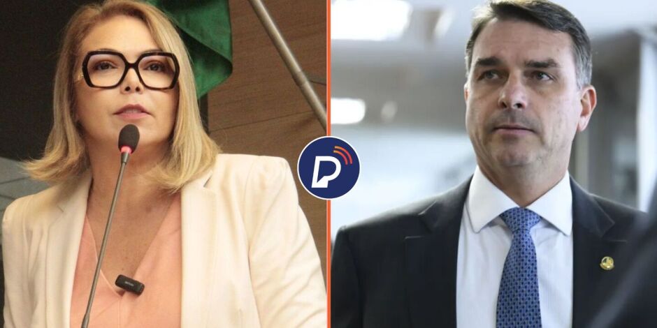 Vereadora do PT no Recife, Liana Cirne, e senador Fl&aacute;vio Bolsonaro.