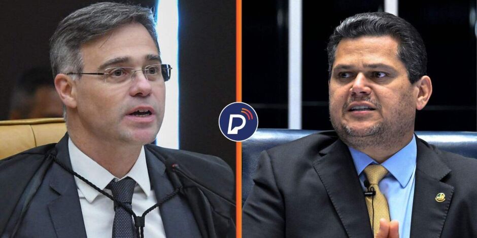 Ministro do STF Andr&eacute; Mendon&ccedil;a e presidente do Senado Davi Alcolumbre.