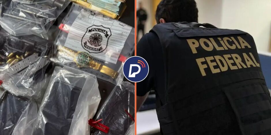 Materiais apreendidos pela PF e agente da corpora&ccedil;&atilde;o durante opera&ccedil;&atilde;o.