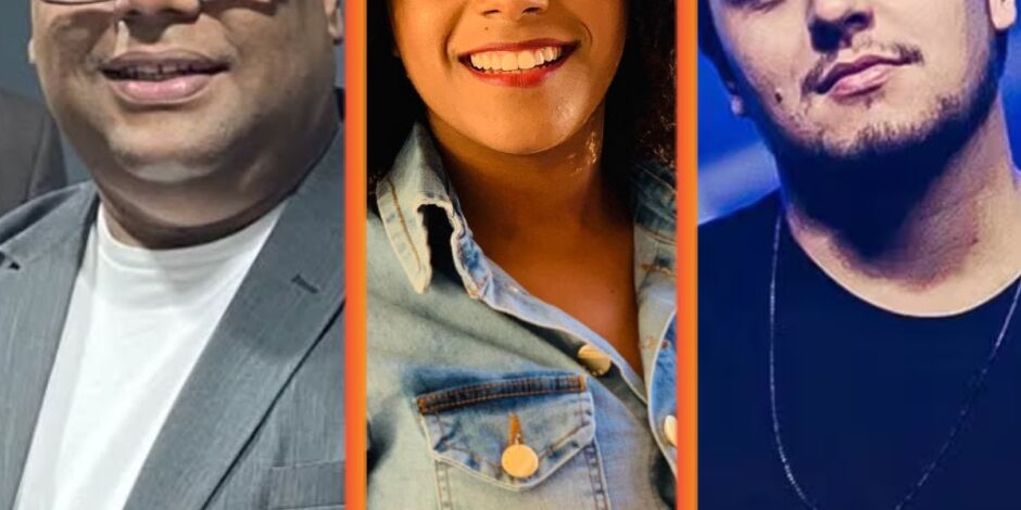 Esteves Jacinto, Kemilly Santos e Theo Rubia.