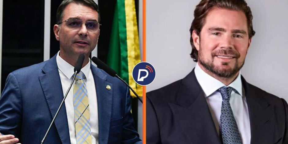 Senador Fl&aacute;vio Bolsonaro e Daniel Vorcaro.