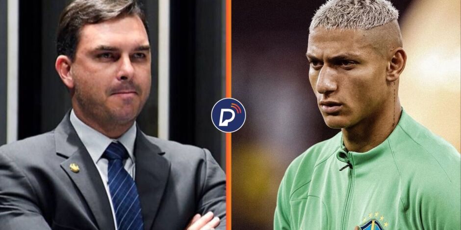 Richarlison e Fl&aacute;vio Bolsonaro.