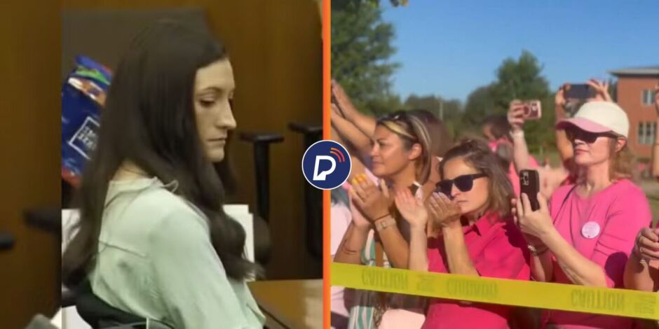 Mulheres se re&uacute;nem para apoiar m&atilde;e acusada de matar os tr&ecirc;s filhos