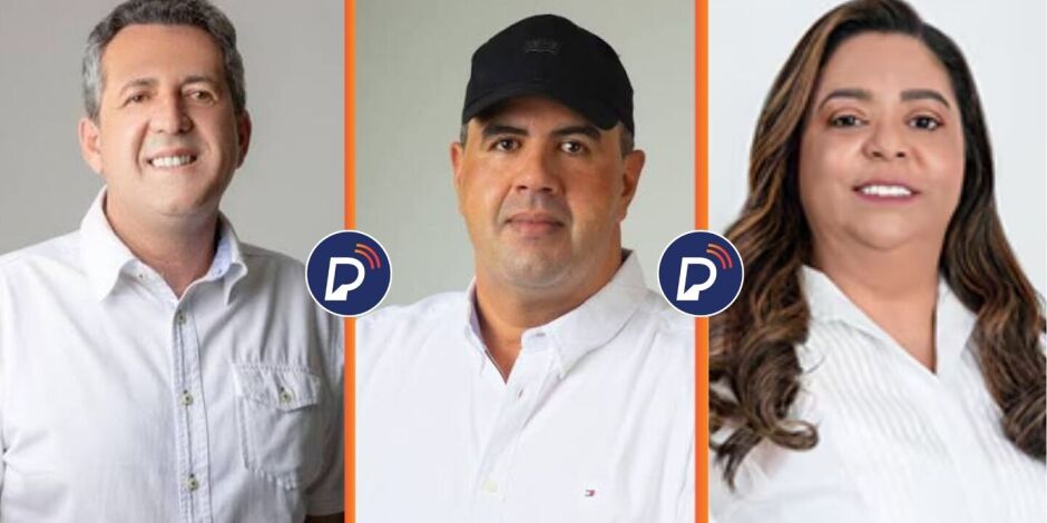 Prefeitos Branco de Geraldo, Marcone Santos e Helbinha Rodrigues.