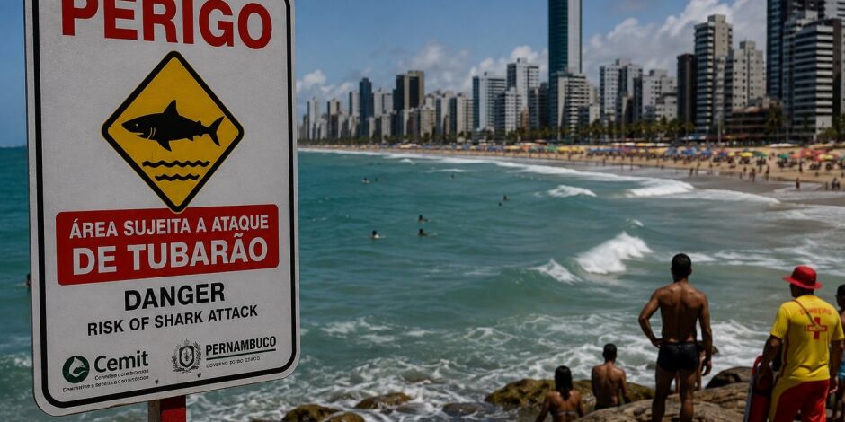 Placa indicando risco de ataques de tubar&atilde;o 