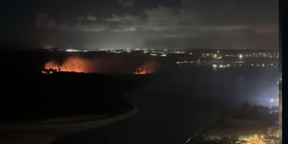 Um inc&ecirc;ndio atingiu uma &aacute;rea de vegeta&ccedil;&atilde;o na Ilha do Amor.