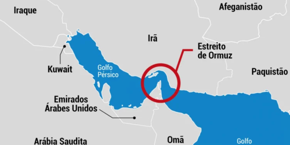 Mapa regi&atilde;o do Estreito de Ormuz