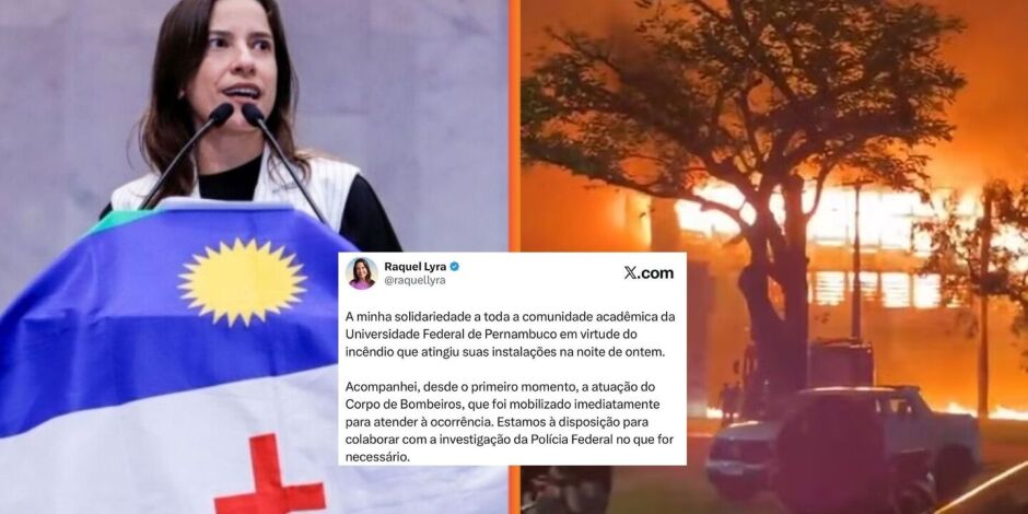 Raquel Lyra presta solidariedade &agrave; comunidade da UFPE ap&oacute;s inc&ecirc;ndio e oferece apoio &agrave; investiga&ccedil;&atilde;o.