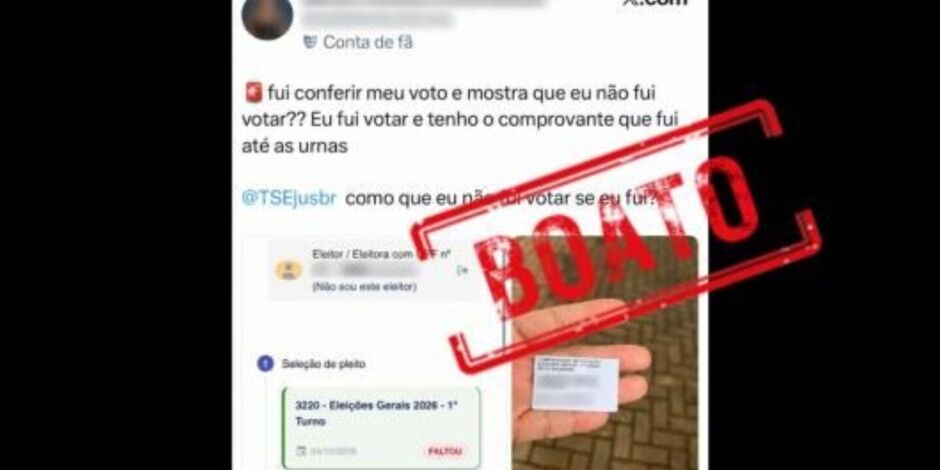 Fraude? TSE esclarece mensagem de "Faltou" para eleitores que votaram no primeiro turno.