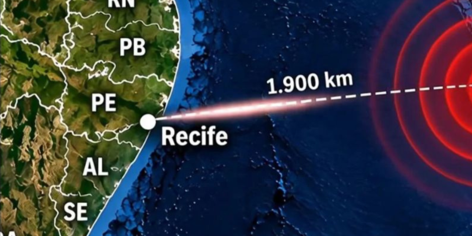 Terremoto de magnitude 6,9 &eacute; registrado no Atl&acirc;ntico, a cerca de 1,9 mil km do Recife