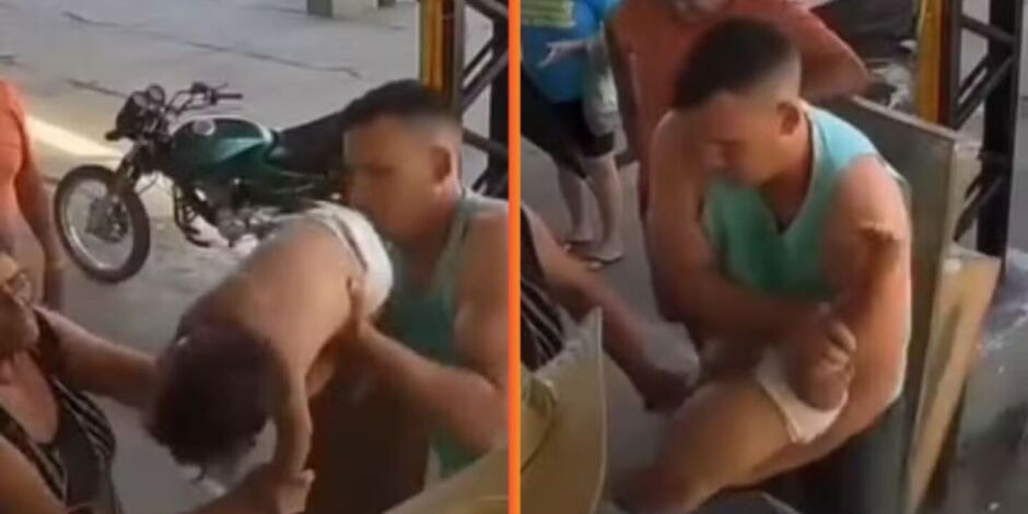 Uma c&acirc;mera de seguran&ccedil;a registrou o atendimento &agrave; crian&ccedil;a.