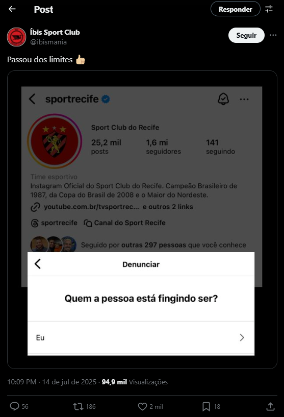 Publicação do Íbis no Twitter