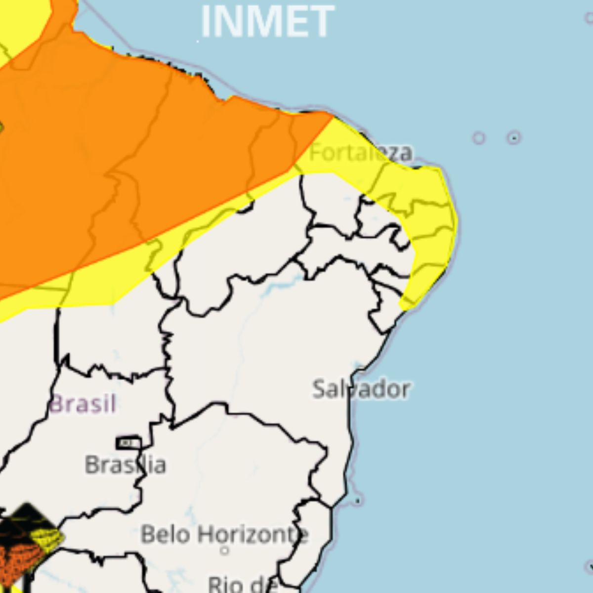 Inmet: tempo no Nordeste.