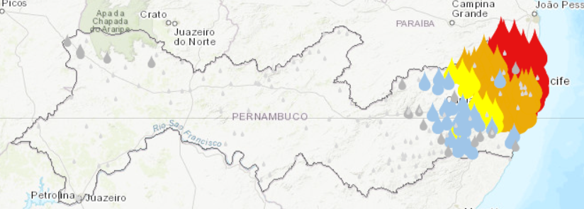 Maiores concentrações de Chuva em Pernambuco.