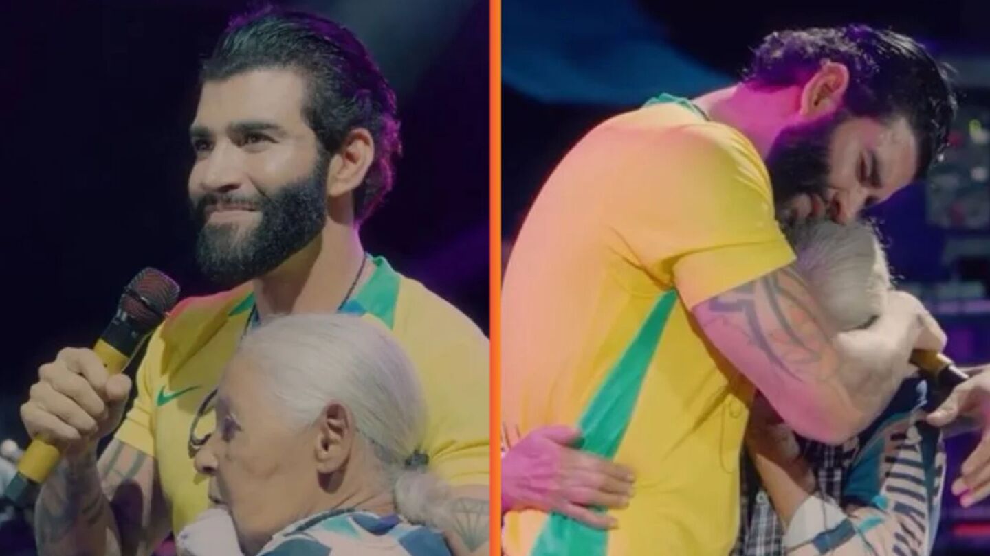 Gusttavo Lima se emociona em Petrolina com fã de 73 anos que o fez lembrar sua mãe 'valoriza tá?!'.
