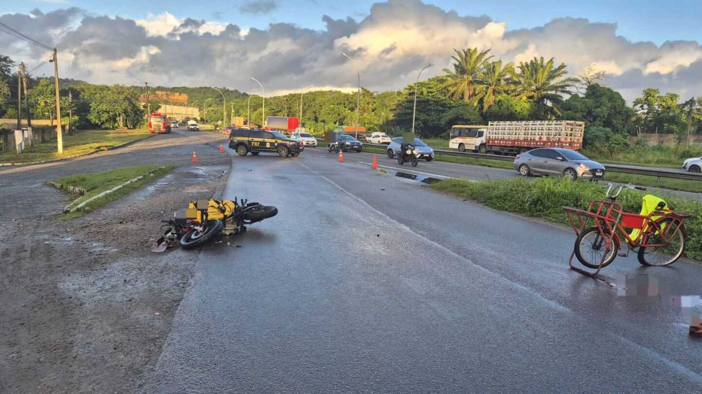 Ciclista morre após colisão com motocicleta na BR 101.