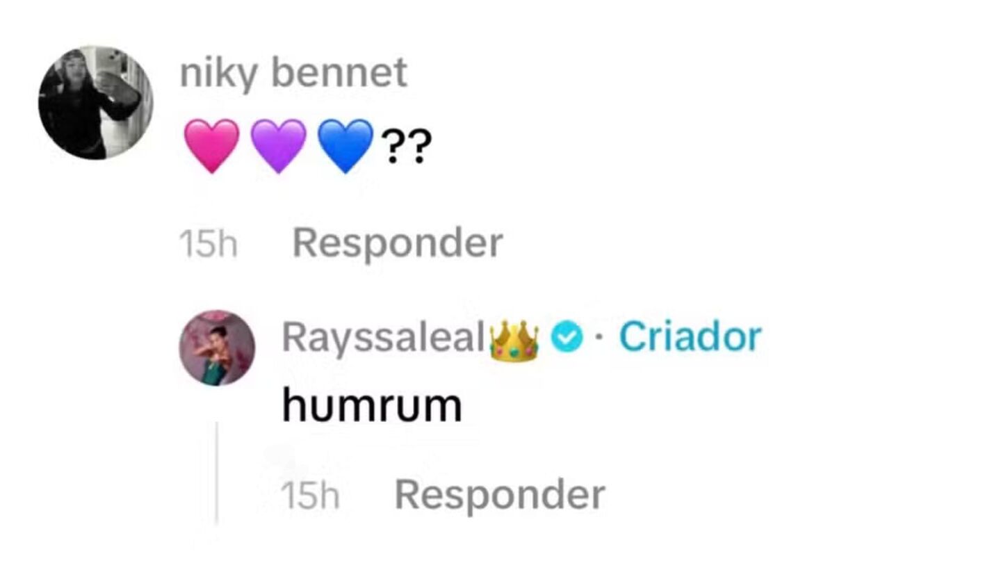 Comentário de Rayssa Leal para seguidora no Tiktok.