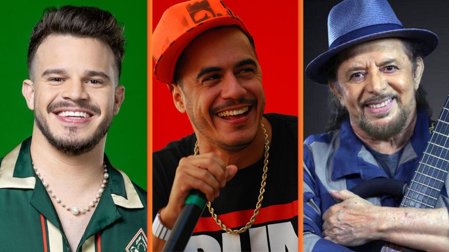 Matheus Fernandes, Marcelo D2 e Geraldo Azevedo.