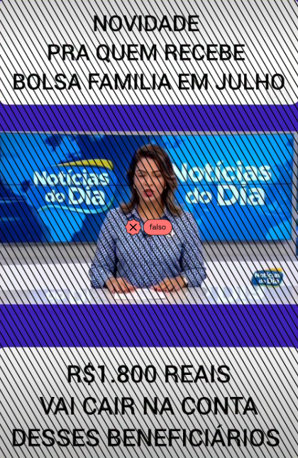 Conteúdo falso que circula nas redes sociais.