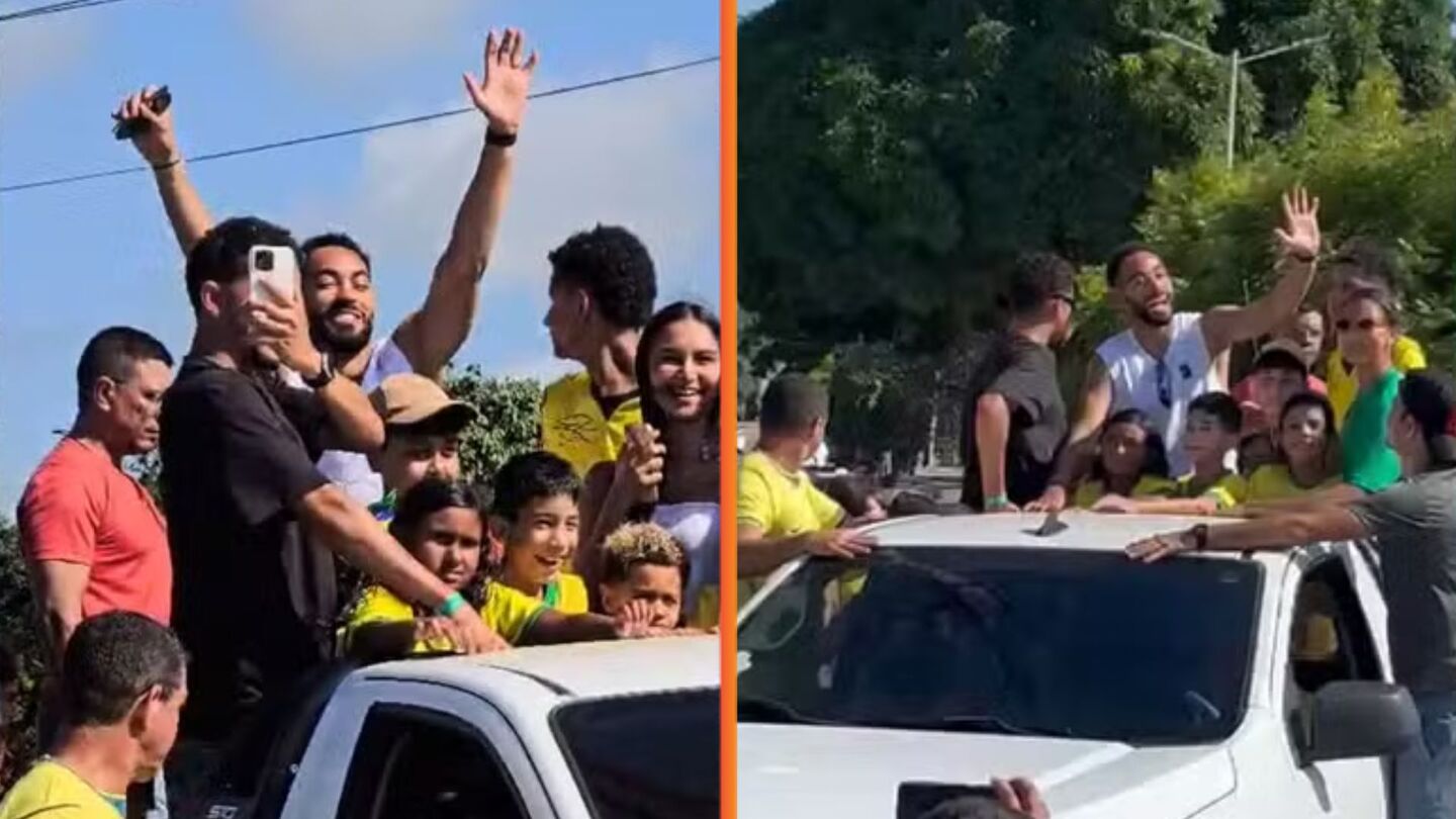 Matheus Cunha é recebido com festa em Baía Formosa após eliminação na Copa.