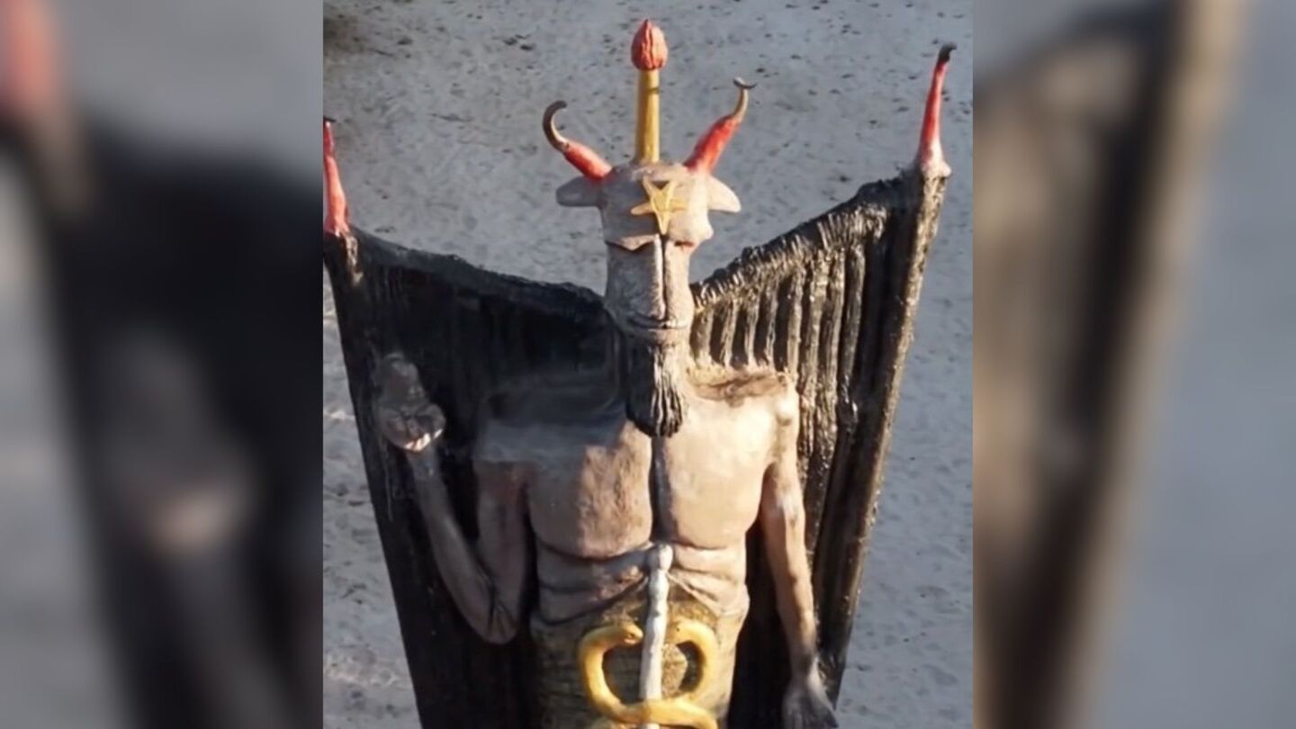 Estátua gigante em homenagem ao Diabo chama atenção no Ceará