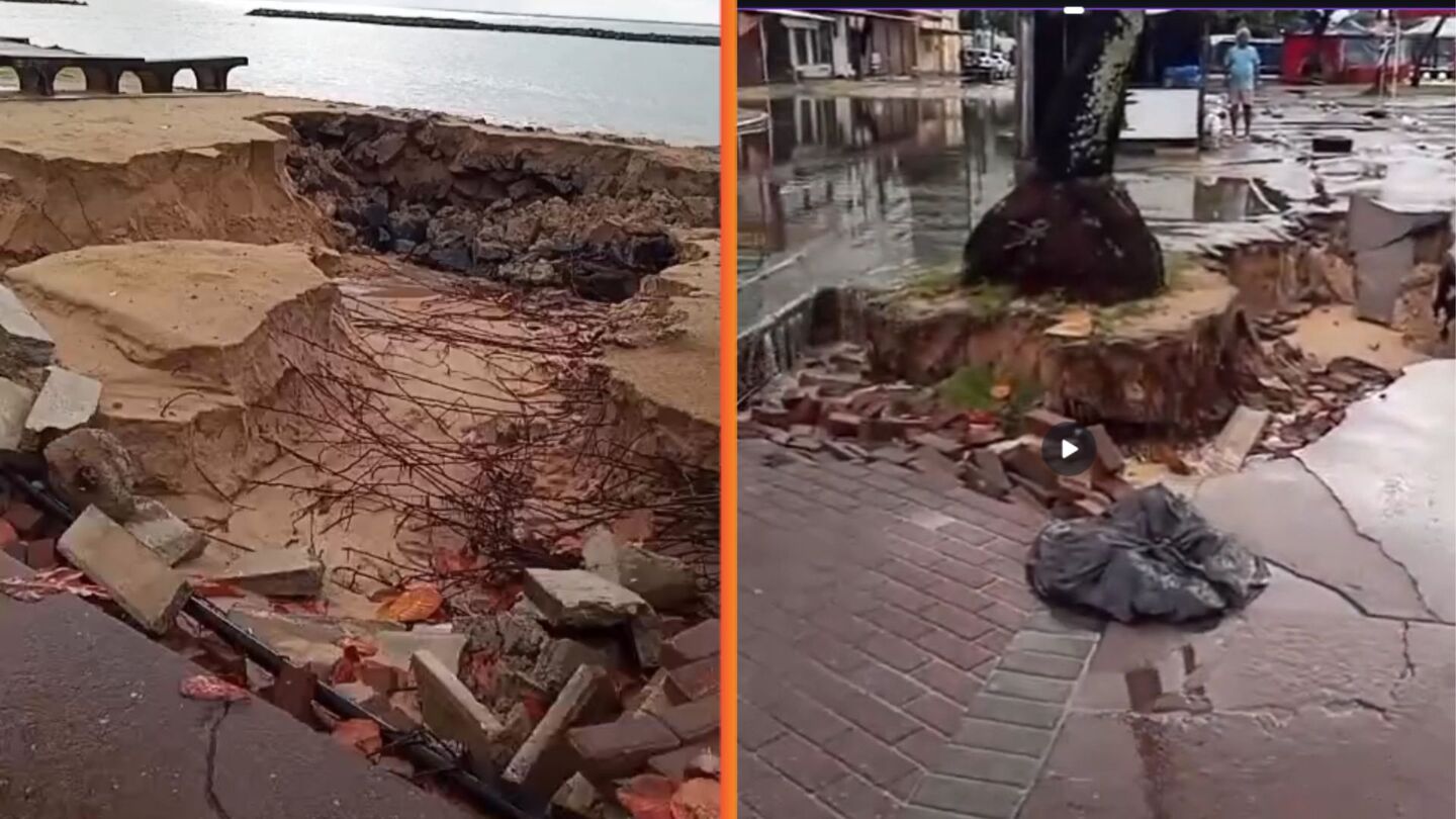 Cratera se forma em orla do Grande Recife após temporal