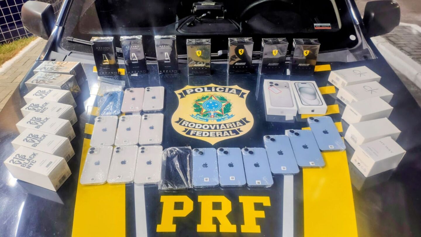 PRF apreende iPhones e perfumes sem nota fiscal avaliados em R$ 53 mil em Garanhuns